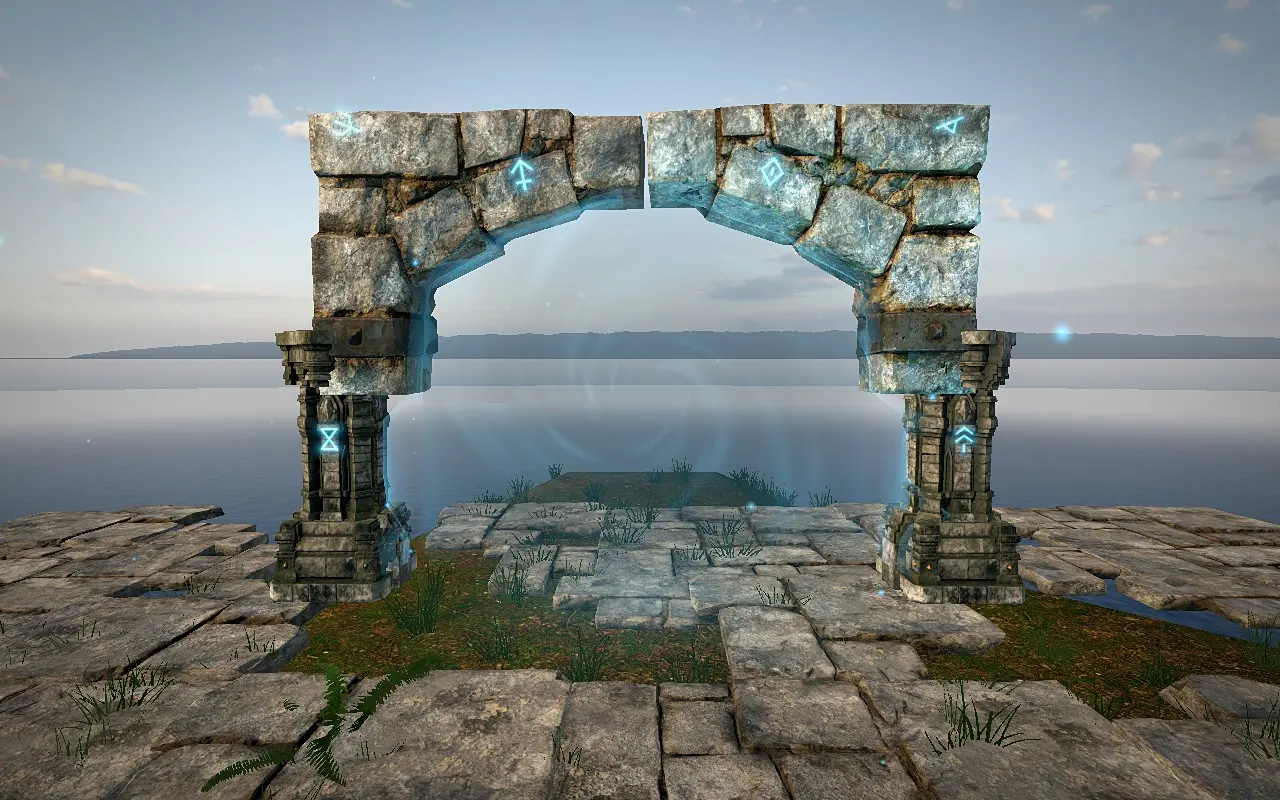 The portal arch seen from the front, its veil shimmering faintly.