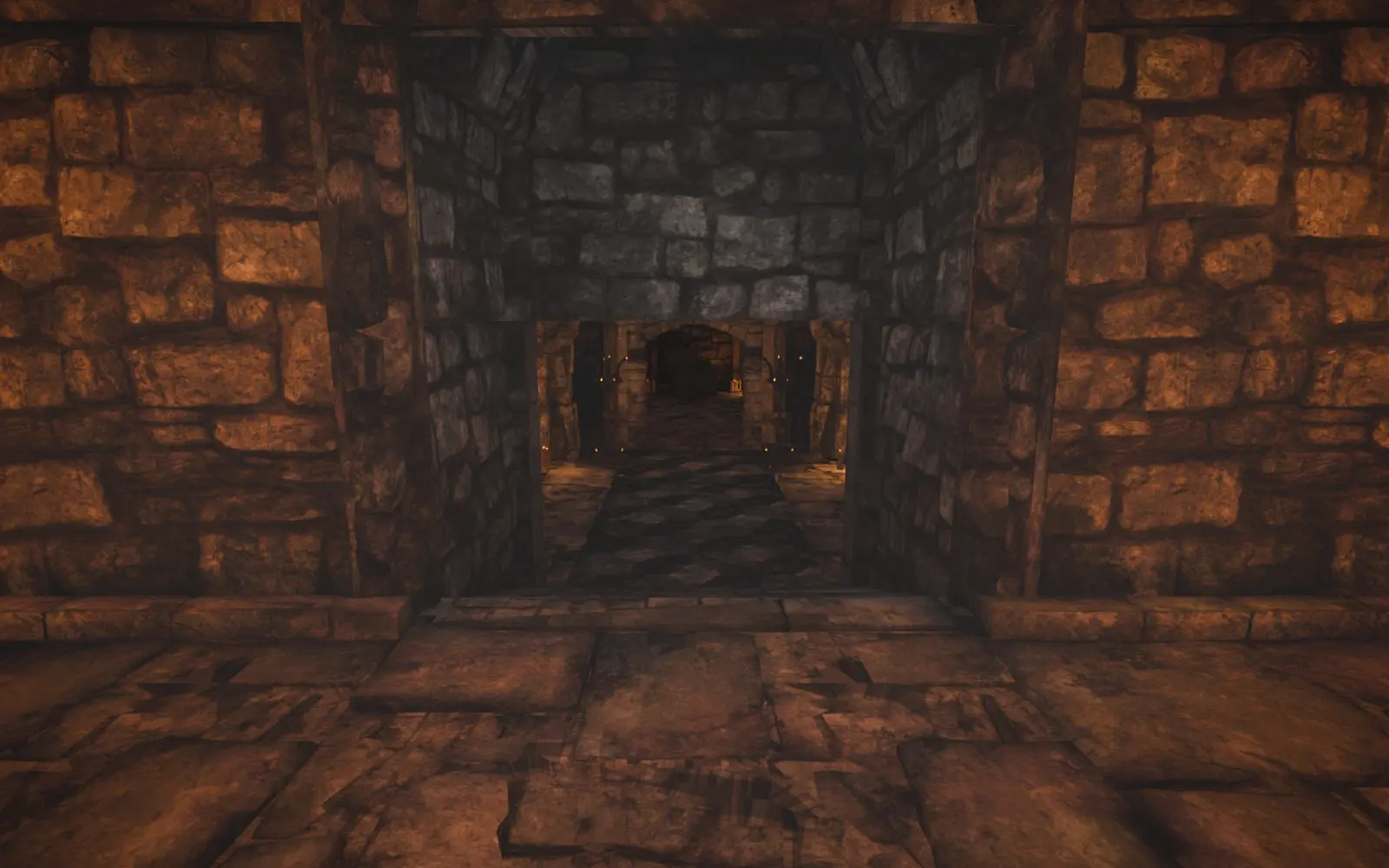The first corridor of the Skeleton Tomb, seen from the arrival portal.